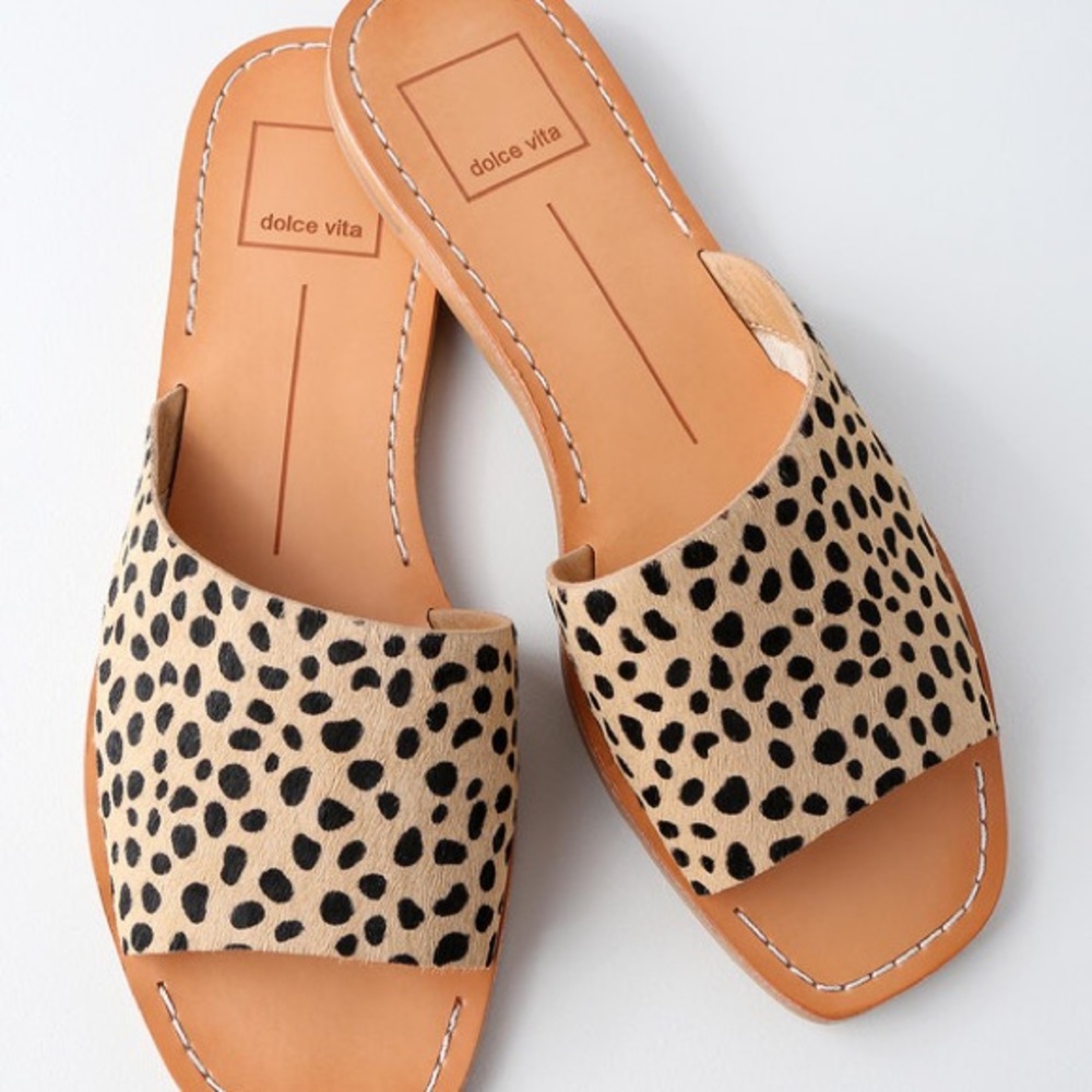 DOLCE VITA Cato Leopard Slide Sandals sz 7.5